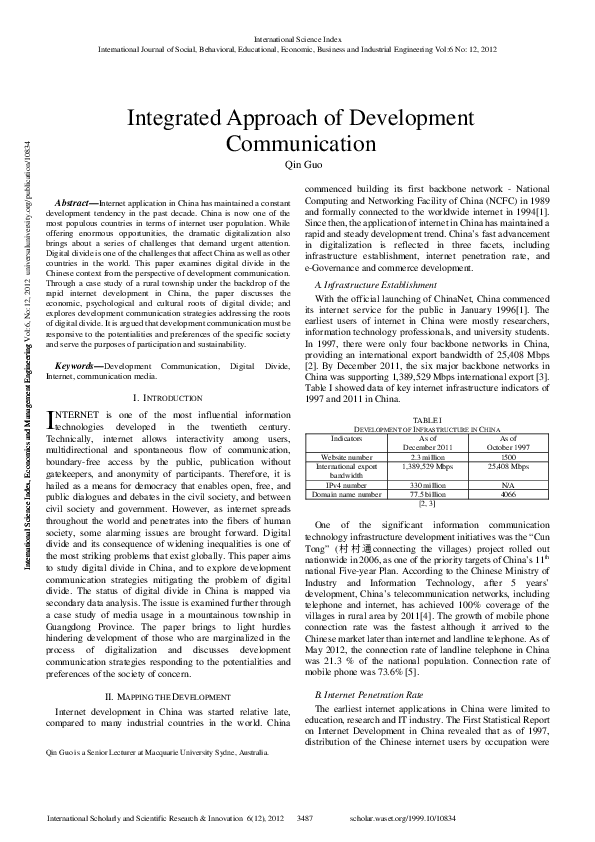 (PDF) Integrated Approach of Development Communication