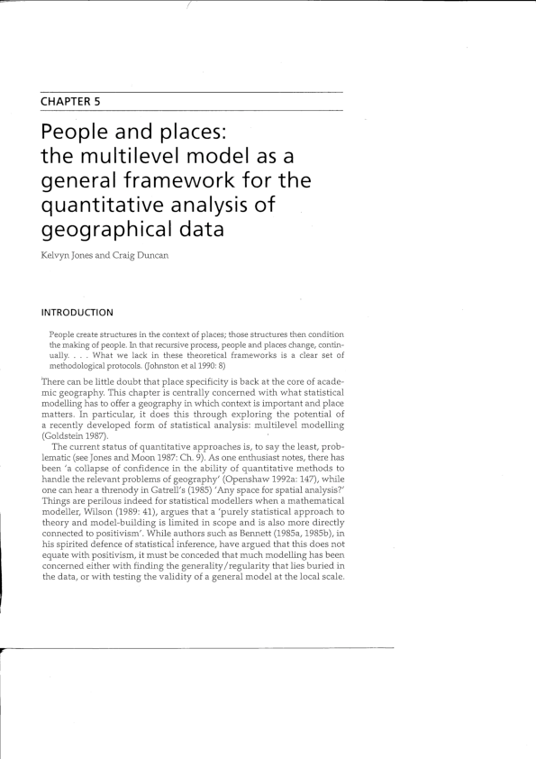 (PDF) People and places: the multilevel model as a general framework ...