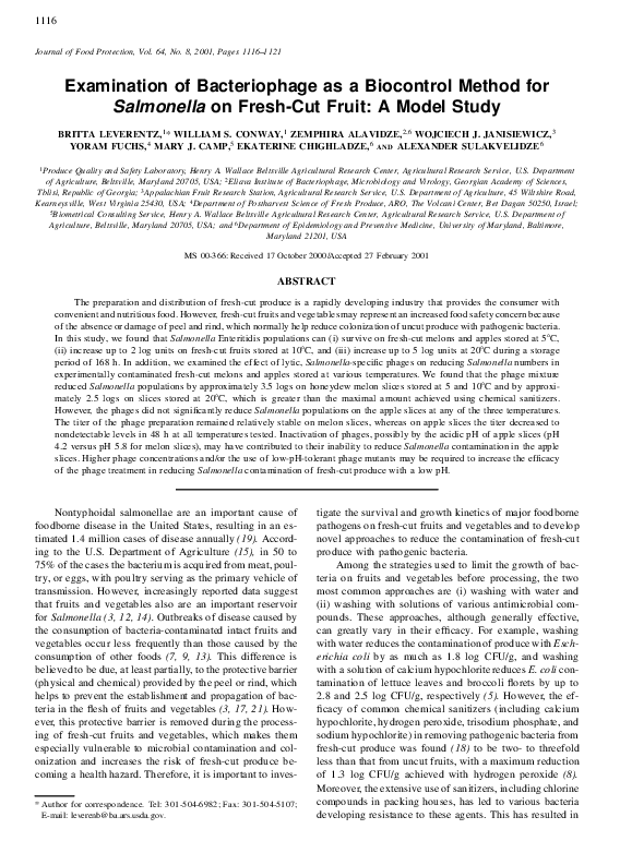 (PDF) Examination of bacteriophage as a biocontrol method for