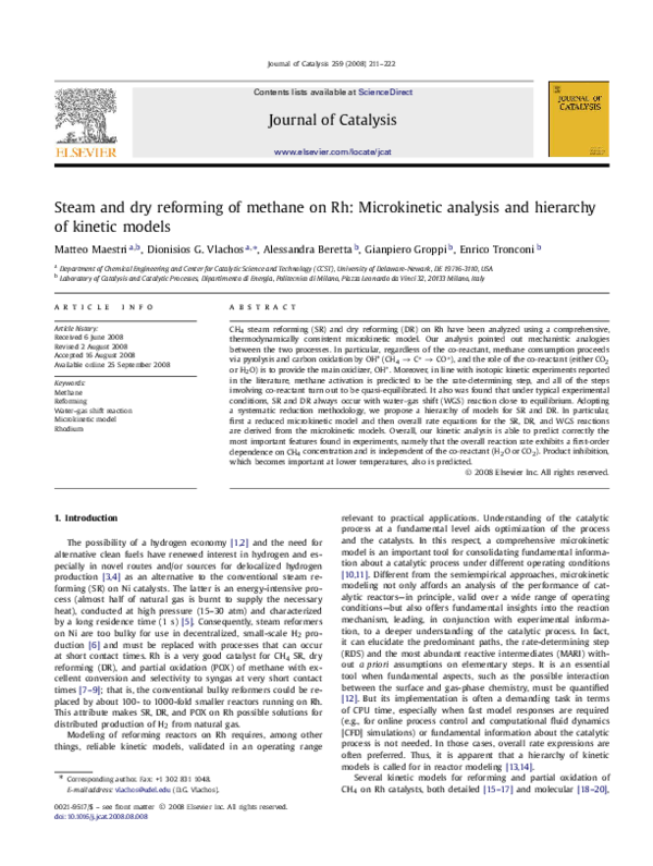 (PDF) Steam and dry reforming of methane on Rh: Microkinetic analysis ...