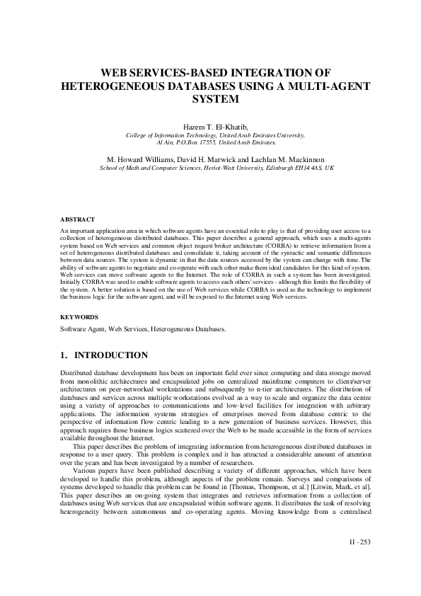 (PDF) Web Services-Based Integration of Heterogeneous Databases Using a ...