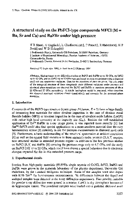 (PDF) A structural study on the PbFCl-type compounds MFCl (M=Ba, Sr and ...
