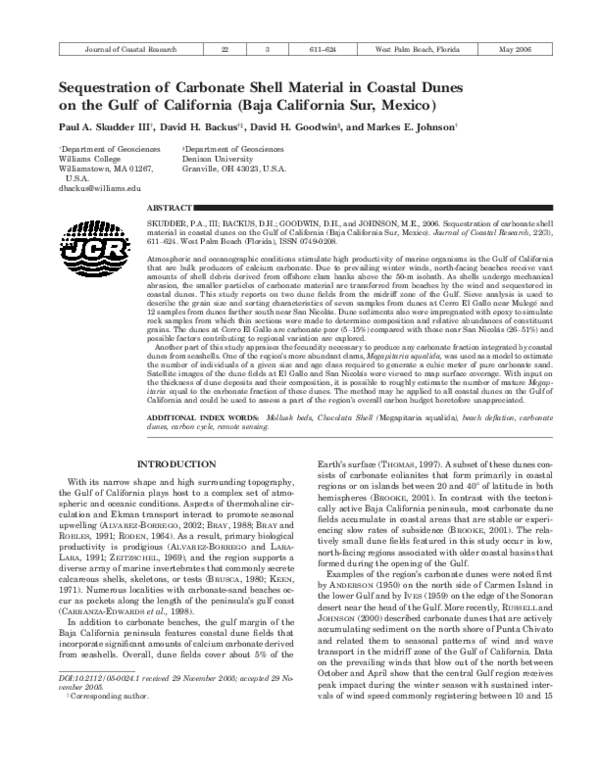 (PDF) Sequestration of Carbonate Shell Material in Coastal Dunes on the ...