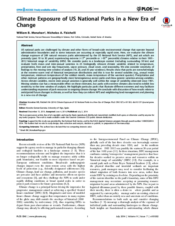 (PDF) Climate Exposure of US National Parks in a New Era of Change