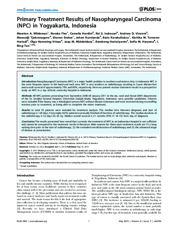(PDF) Primary Treatment Results of Nasopharyngeal Carcinoma (NPC) in ...
