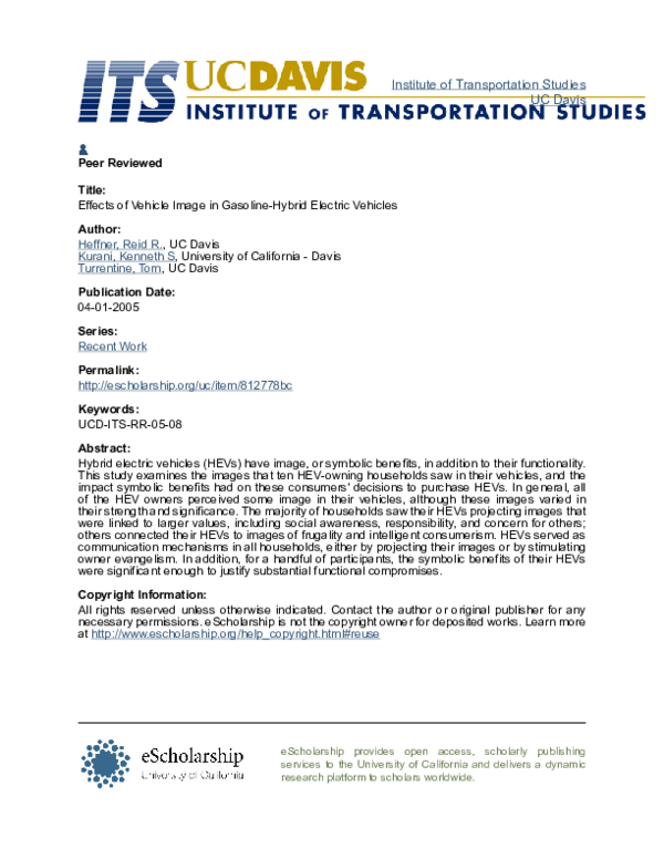 (PDF) Effects of Vehicle Image in GasolineHybrid Electric Vehicles