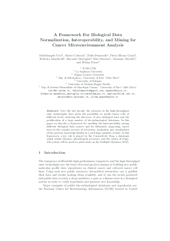 (PDF) A Framework For Biological Data Normalization, Interoperability ...