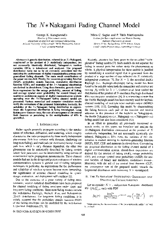 (PDF) The N * Nakagami Fading Channel Model