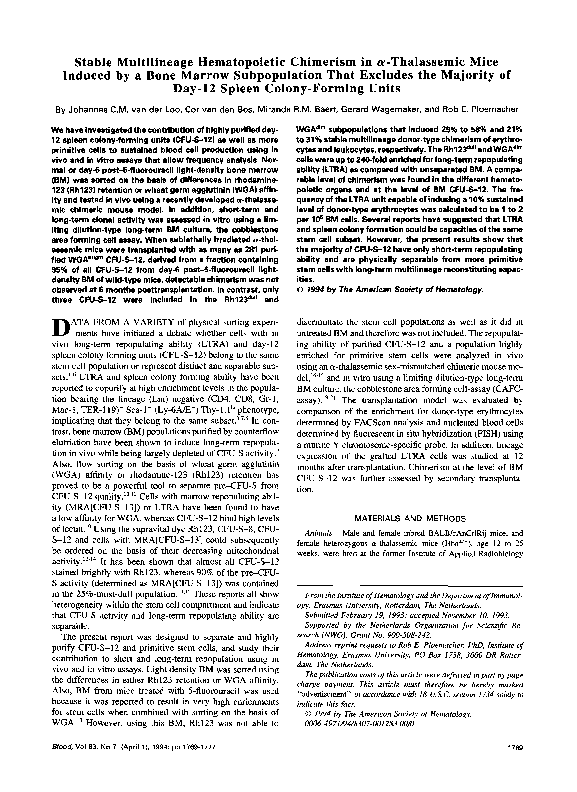 (PDF) Stable multilineage hematopoietic chimerism in alpha-thalassemic ...