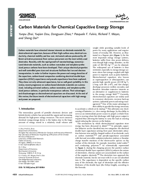 PDF) Carbon Materials for Chemical Capacitive Energy Storage