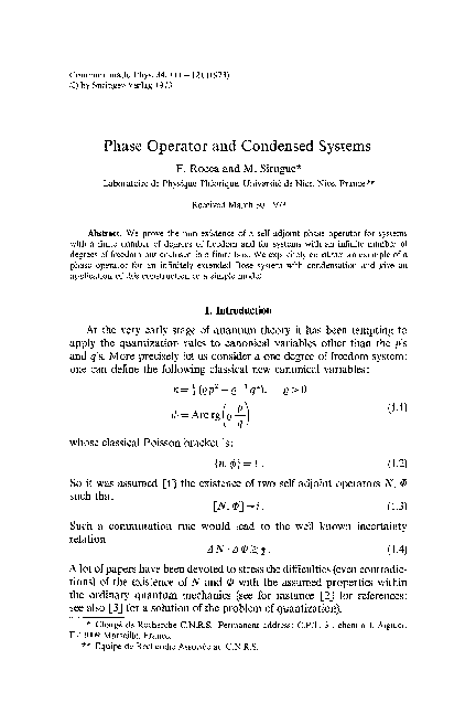 (PDF) Phase operator and condensed systems