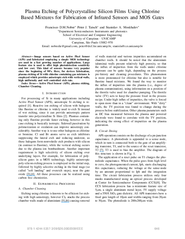 (PDF) Plasma etching of polycrystalline silicon films using chlorine ...