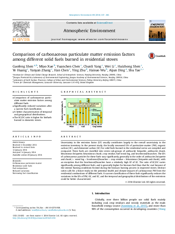 (PDF) Comparison of carbonaceous particulate matter emission factors