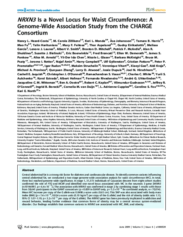 (PDF) NRXN3 Is a Novel Locus for Waist Circumference: A Genome-Wide ...