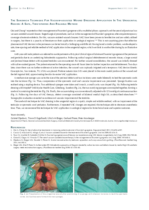 The sandwich technique for vacuumassisted wound dressing application