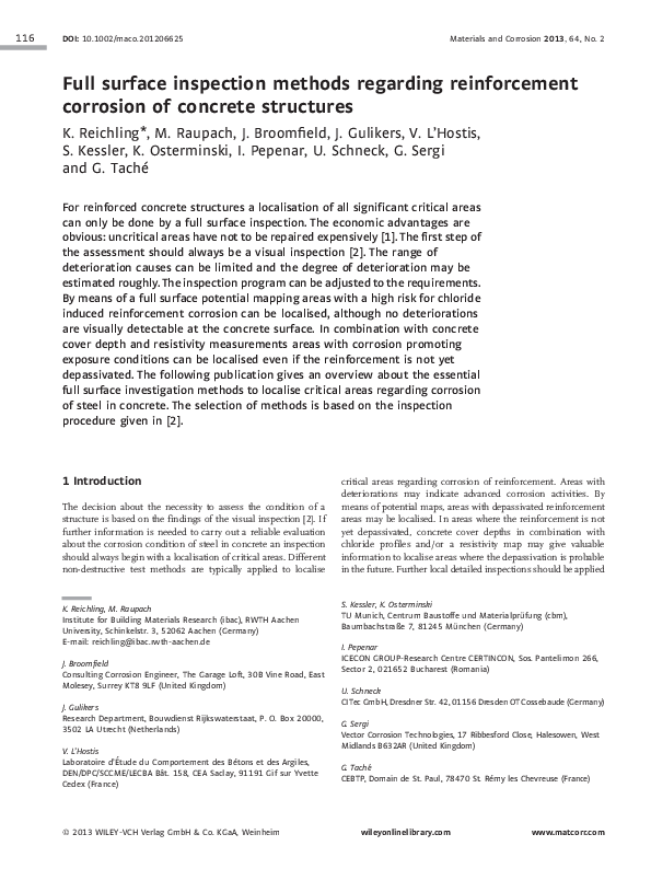 (PDF) Full surface inspection methods regarding reinforcement corrosion ...
