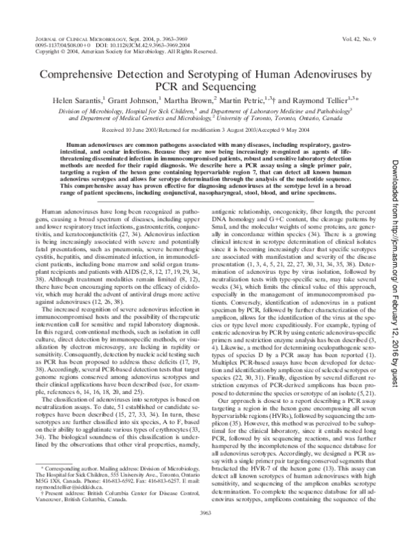 (PDF) Comprehensive Detection and Serotyping of Human Adenoviruses by ...