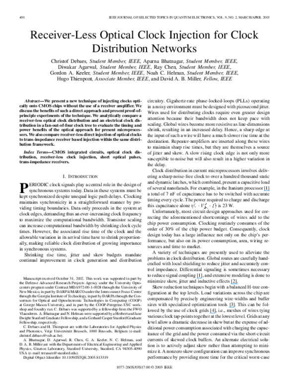 (PDF) Receiverless optical clock injection for clock distribution