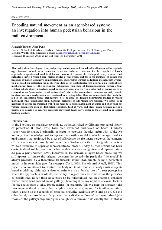  PDF Encoding Natural Movement As An Agent based System An 