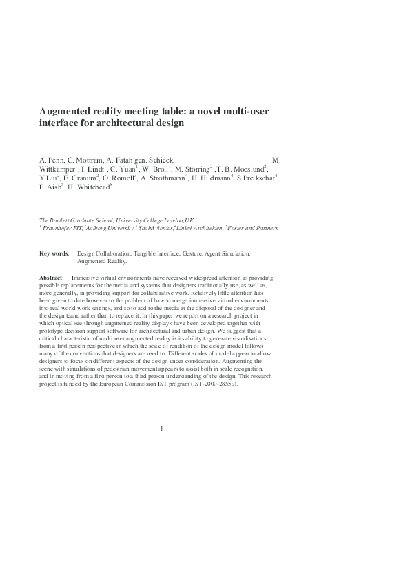 (PDF) Augmented reality meeting table: a novel multi-user interface for ...