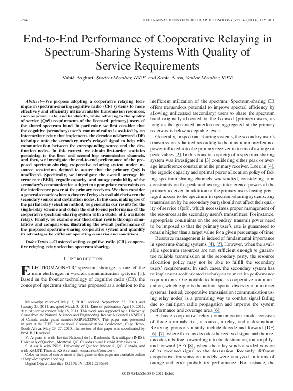(PDF) End-to-End Performance of Cooperative Relaying in Spectrum ...