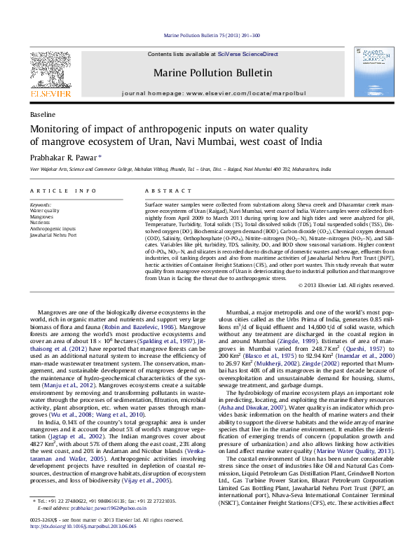 (PDF) Monitoring of impact of anthropogenic inputs on water quality of ...