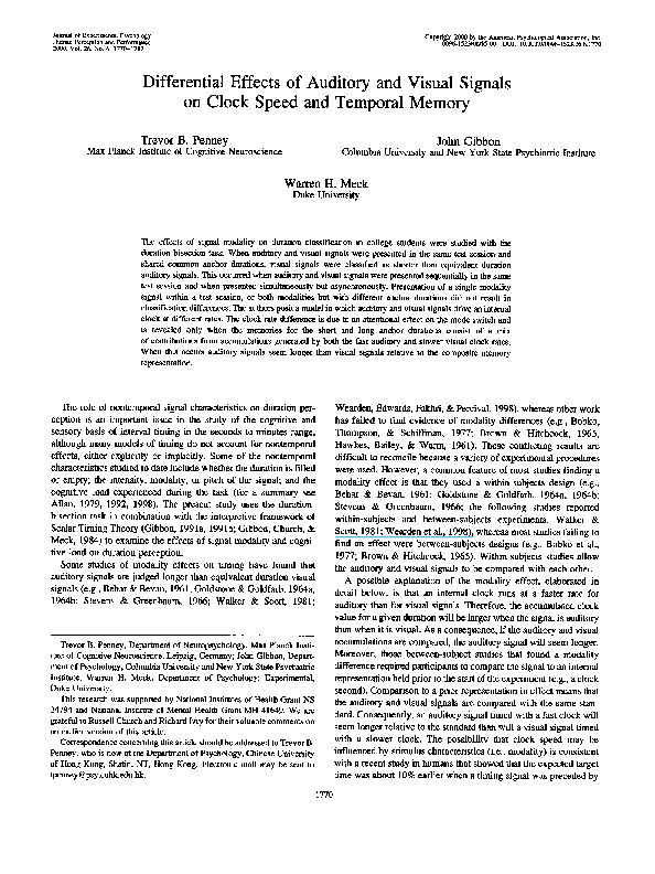 (PDF) Differential effects of auditory and visual signals on clock ...