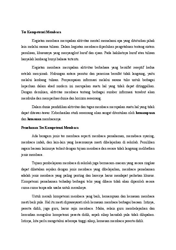 Doc Tes Kompetensi Membaca Miss Gina Academia Edu