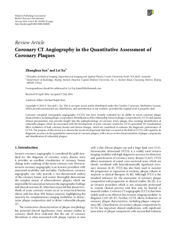 (PDF) Coronary CT angiography in the quantitative assessment of ...