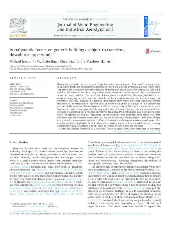 (PDF) Aerodynamic forces on generic buildings subject to transient ...