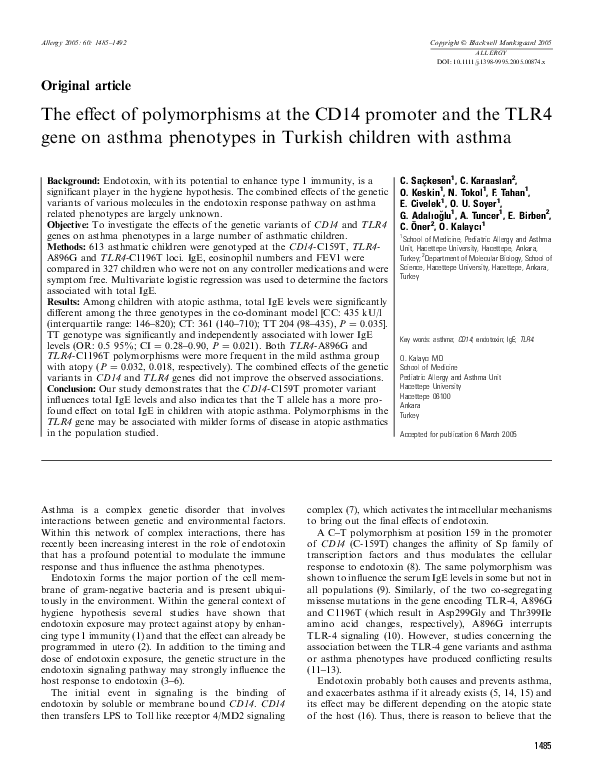 (PDF) The effect of polymorphisms at the CD14 promoter and the TLR4 ...