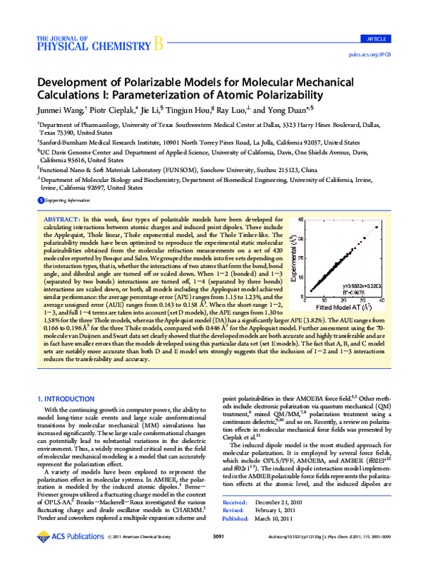 (PDF) Development of Polarizable Models for Molecular Mechanical ...