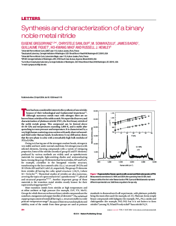 (PDF) Synthesis and characterization of a binary noble metal nitride
