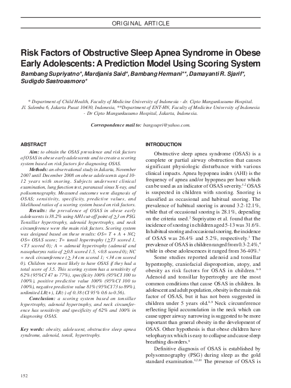  pdf tonsil size and mallampati score as clinical predictive factors