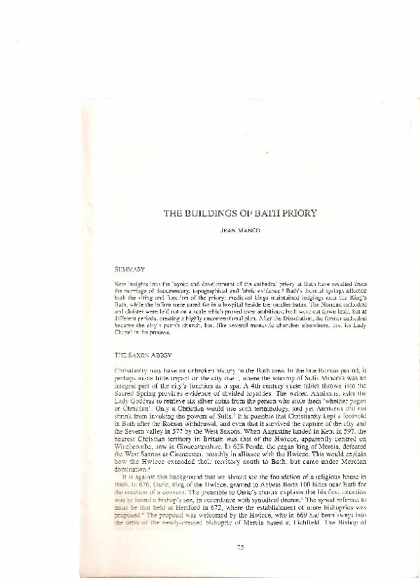 The Buildings of Bath Priory