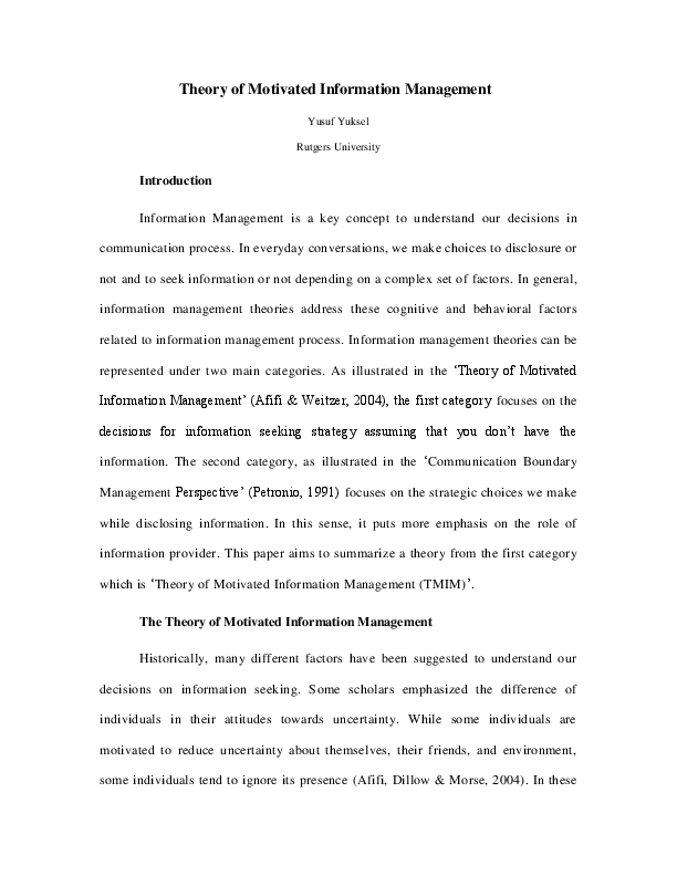 (PDF) Theory of Motivated Information Management