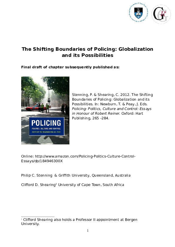 (DOC) The Shifting Boundaries of Policing: Globalization and its 