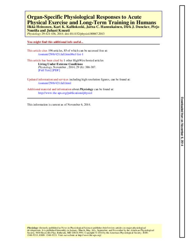 (PDF) Organ-specific physiological responses to acute physical exercise ...
