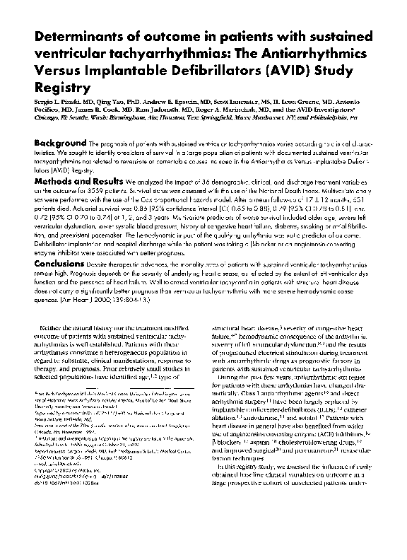 (PDF) Predictors of Baseline History of Atrial Fibrillation at the Time of Implantable