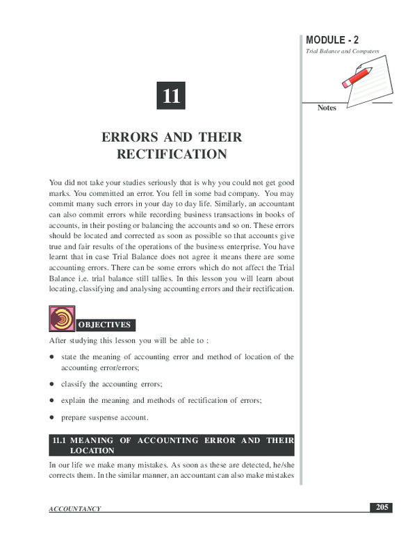 (PDF) MODULE -2 Trial Balance and Computers Notes 205 Errors and their ...