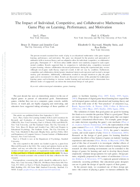 (PDF) The impact of individual, competitive, and collaborative ...