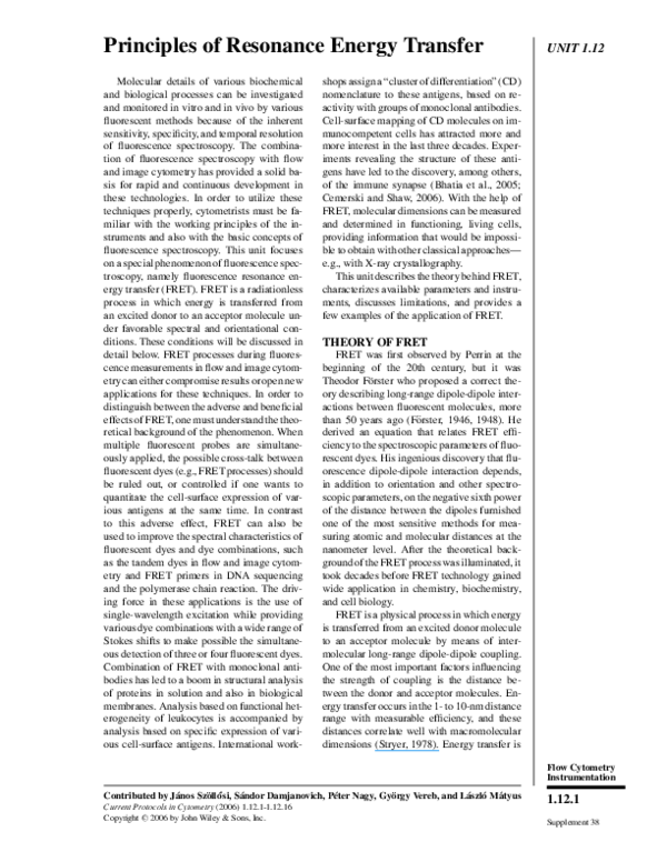 (PDF) Principles of resonance energy transfer