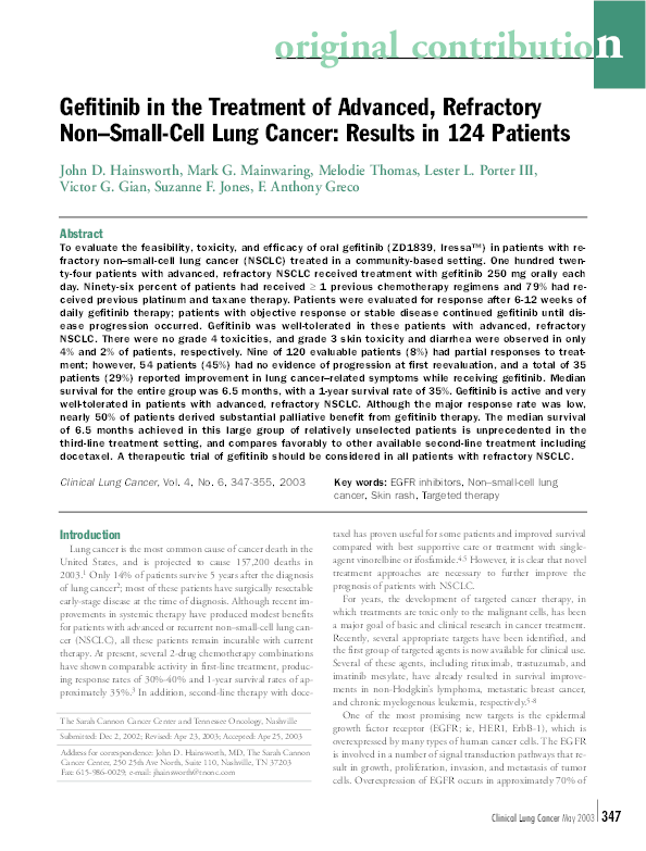 Gefitinib in the treatment of advanced, refractory non-small-cell lung ...