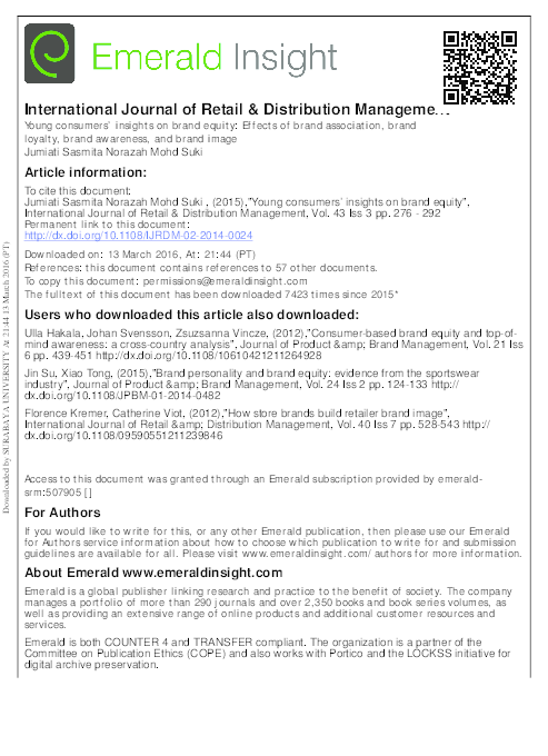International Journal Of Retail & Distribution Management (PDF) International Journal of Retail & Distribution Management