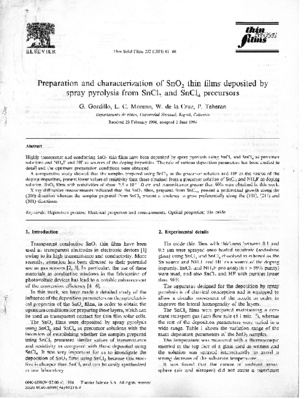 (PDF) Preparation and characterization of SnO2 thin films deposited by ...