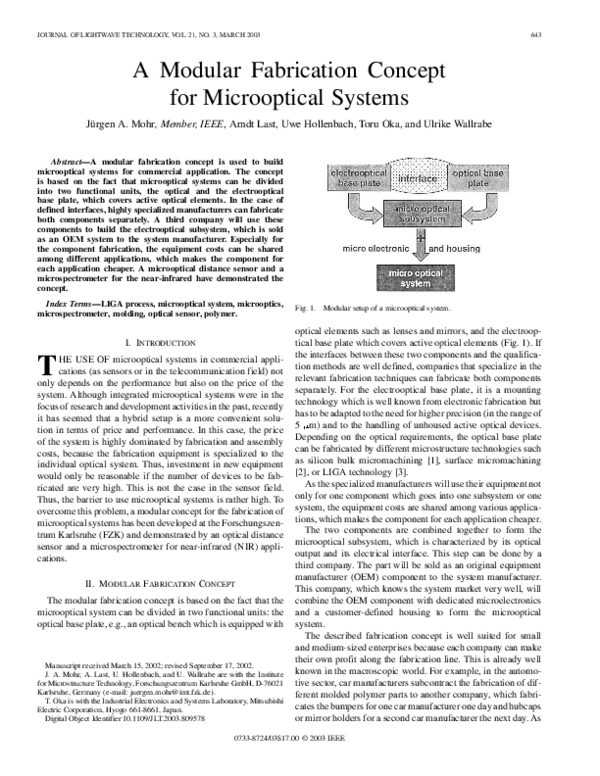 (PDF) A modular fabrication concept for microoptical systems