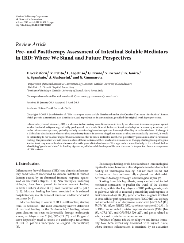(PDF) Pre- and Posttherapy Assessment of Intestinal Soluble Mediators ...