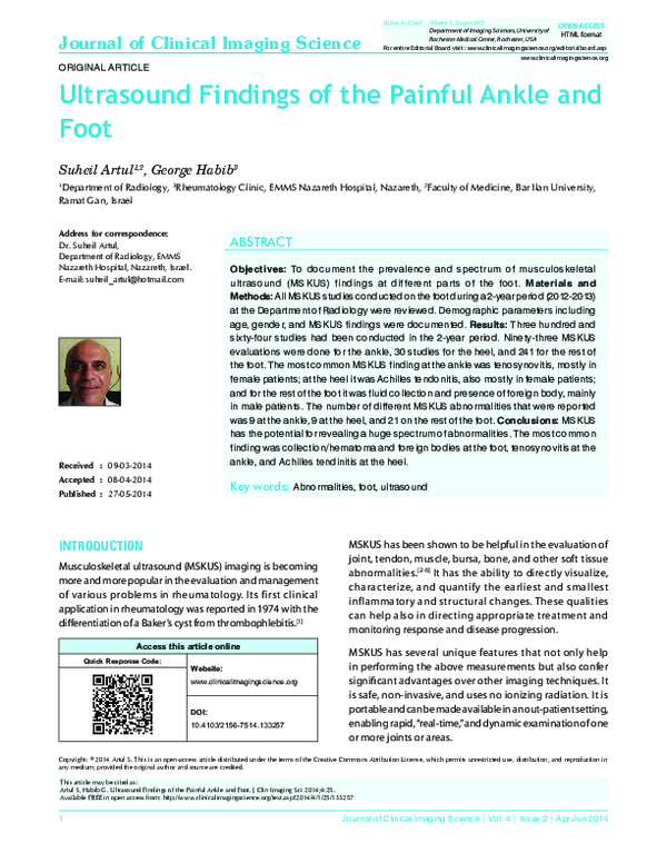 (PDF) Ultrasound Findings of the Painful Ankle and Foot
