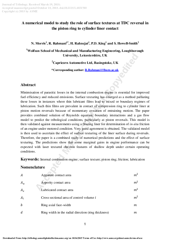 (PDF) A numerical model to study the role of surface textures at top ...