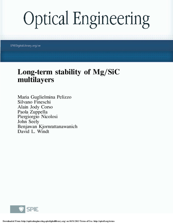 (PDF) Long-term stability of Mg / SiC multilayers